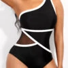 Contrast Binding Black Asymmetric One Piece Swimwear -Rosewe Promotion Store 321008 P 1672737224597