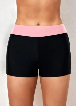 Mid Waisted Pink Contrast Swim Shorts