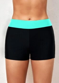 Cyan Mid Waisted Contrast Swim Shorts