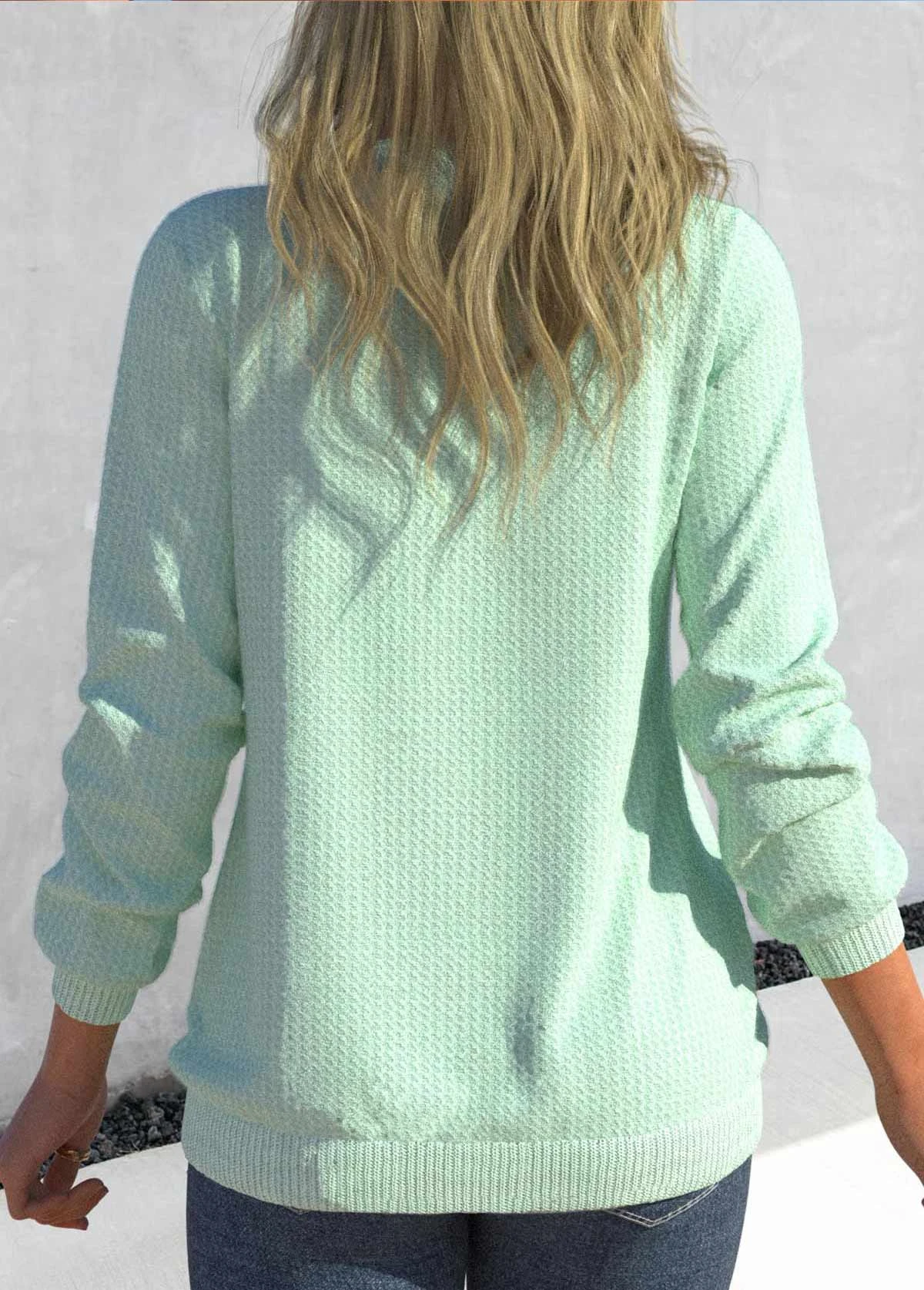 Mint Green Long Sleeve Split Sweatshirt 4 Mint Green Long Sleeve Split Sweatshirt - Image 2