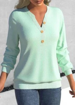 Mint Green Long Sleeve Split Sweatshirt 7 Mint Green Long Sleeve Split Sweatshirt -Rosewe Promotion Store 321627 P 1671434256314