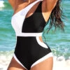 Black Contrast High Stretch Cutout One Piece Swimwear -Rosewe Promotion Store 321735 P 16709808591350