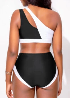 Black Contrast High Stretch Cutout One Piece Swimwear -Rosewe Promotion Store 321735 P 16709808592077