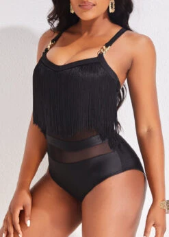 Tassel Mesh Black One Piece Swimwear 11 Tassel Mesh Black One Piece Swimwear -Rosewe Promotion Store 321853 P 16715220487652