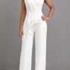 Sleeveless Lace White Long Turn Down Collar Jumpsuit -Rosewe Promotion Store 321878 P 16760288090410