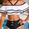 Mid Waisted Contrast Binding White Bikini Set -Rosewe Promotion Store 321911 P 16723078182970