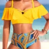 Mid Waisted Paisley Print Ruffle Yellow Bikini Set -Rosewe Promotion Store 322434 P 16735758728930