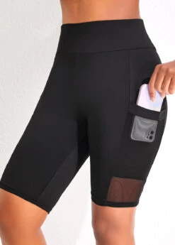 Pocket High Waisted Black Beach Shorts