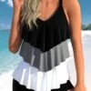 Black Plus Size Handkerchief Hem Tankini Top-No Bottom -Rosewe Promotion Store 322524 P 1671511855370