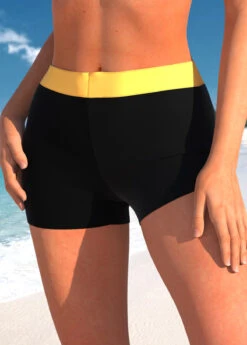 Contrast Mid Waisted Yellow Swim Shorts -Rosewe Promotion Store 322542 P 1671536331895