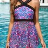 Mid Waisted Fish Scales Print Swimdress And Panty -Rosewe Promotion Store 322718 P 16754239632160