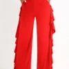 Ruffle Red Wide Leg High Waisted Pants -Rosewe Promotion Store 322823 P 16754238745080