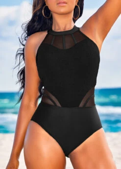 Patchwork Black Cutout One Piece Swimwear -Rosewe Promotion Store 322939 P 16773257735953