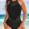 Patchwork Black Cutout One Piece Swimwear -Rosewe Promotion Store 322939 P 16773257738992