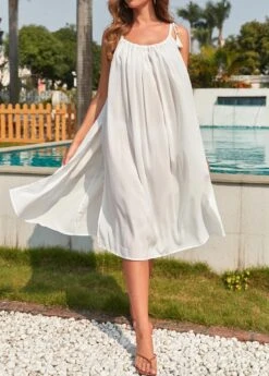 Tassel Flowy White Strappy Cover Up