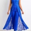 Lace Royal Blue Ankle Length Round Neck Jumpsuit -Rosewe Promotion Store 322999 P 16800563412640