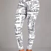 Letter Print White Elastic Waist High Waisted Leggings -Rosewe Promotion Store 323132 P 16967562253990