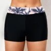 Mid Waisted Black Tropical Plants Print Swim Shorts -Rosewe Promotion Store 323166 P 1672207275623