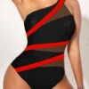 Contrast Asymmetry Black One Piece Swimwear 1 Contrast Asymmetry Black One Piece Swimwear -Rosewe Promotion Store 323200 P 1675041177026