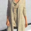 Light Camel Tank Top And Lightweight Cardigan -Rosewe Promotion Store 323283 P 1681986345636