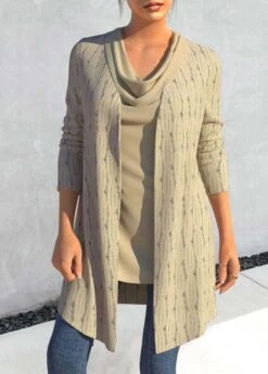 Light Camel Tank Top And Lightweight Cardigan