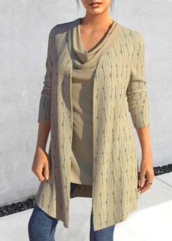 Light Camel Tank Top And Lightweight Cardigan -Rosewe Promotion Store 323283 P 1681986346725