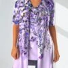 Light Purple Draped Neck Tank Top And Lightweight Cardigan -Rosewe Promotion Store 323291 P 1672813725093