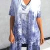 Purplish Blue Leaf Print Tank Top And Lightweight Cardigan -Rosewe Promotion Store 323321 P 1672812286140