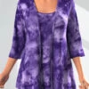 Dark Purple Tank Top And 3/4 Sleeve Cardigan