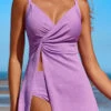 Mid Waisted Twist Light Purple Swimdress And Panty -Rosewe Promotion Store 323494 P 16832009408760
