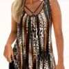 Plus Size Mid Waisted Dark Coffee Leopard Tankini Set -Rosewe Promotion Store 323542 P 1672727831526