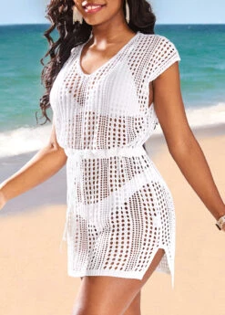 V Neck Breathable White Cover Up -Rosewe Promotion Store 323652 P 16768904061952