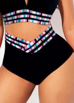 Striped Black High Waisted Bikini Bottom -Rosewe Promotion Store 323783 P 1672972280501