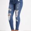 Hole Denim Blue Zipper Fly Skinny Jeans -Rosewe Promotion Store 323815 P 16736196601552