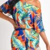 Leaf Print Drawstring Multi Color Romper -Rosewe Promotion Store 323824 P 16770618881210