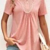 Plus Size Pink Zipper Short Sleeve T Shirt -Rosewe Promotion Store 323928 P 16788414595400