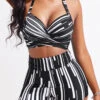 High Waisted Geometric Print Criss Cross Black Bikini Set -Rosewe Promotion Store 324010 P 16758583652320