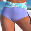 Striped Light Purple High Waisted Bikini Bottom
