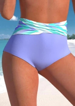 Striped Light Purple High Waisted Bikini Bottom -Rosewe Promotion Store 324143 P 1673339765560