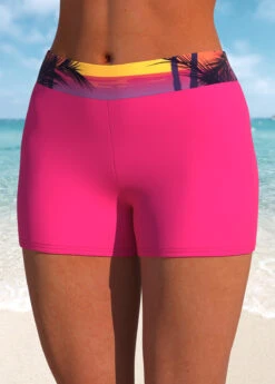 Tropical Plants Print Mid Waisted Swim Shorts -Rosewe Promotion Store 324207 P 1673424382040