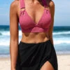 Dark Reddish Purple High Waisted Cut Out Bikini Set -Rosewe Promotion Store 324306 P 16799190543420