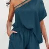 Pocket Peacock Blue One Shoulder Romper -Rosewe Promotion Store 324323 P 1673507836873