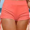 Mid Waisted Coral Red Drawstring Swim Shorts -Rosewe Promotion Store 324333 P 1673489536692