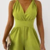 Mustard Yellow V Neck Sleeveless Tie Romper -Rosewe Promotion Store 324452 P 1677559353209