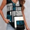 Geometric Print Metal Ring Multi Color Tank Top -Rosewe Promotion Store 324640 P 1673856265869