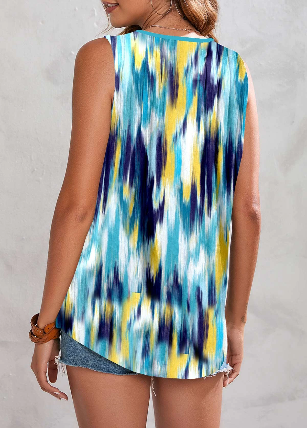 Dazzle Colorful Print Button Multi Color Tank Top 4 Dazzle Colorful Print Button Multi Color Tank Top - Image 2