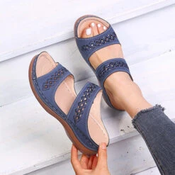 Open Toe Hollow Falt Navy Sliders -Rosewe Promotion Store 325081 P 1675149271566