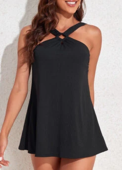 Mid Waisted Circular Ring Black Swimdress Set -Rosewe Promotion Store 325162 P 16794712886283