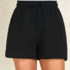 Black Regular Elastic Waist High Waisted Drawstring Shorts -Rosewe Promotion Store 325201 P 16778365409232