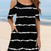 Striped Pocket Black Cover Up Dress 1 Striped Pocket Black Cover Up Dress -Rosewe Promotion Store 325405 P 1676095964417